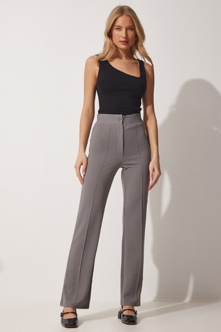 Pantalon taille haute - Gris
