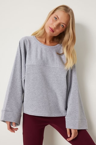 Sweat oversize - Cinzento-claro mesclado