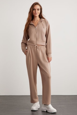 Sweat relaxed com capuz - Castanho-claro