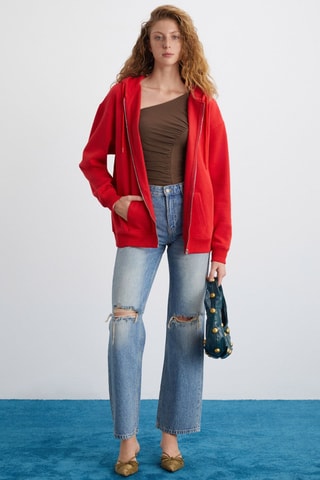 Sweat com capuz - Vermelho