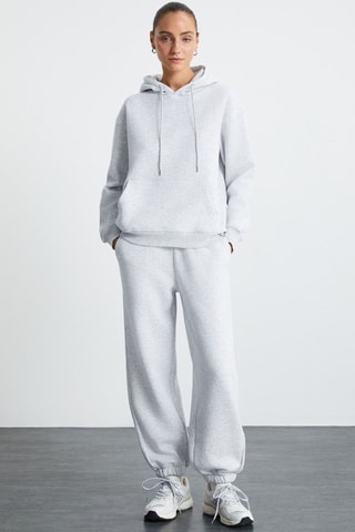 Sweat relaxed com capuz - Cinzento-claro mesclado