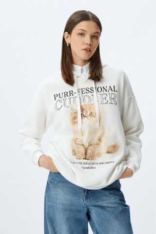 Sweat à capuche - Ecru