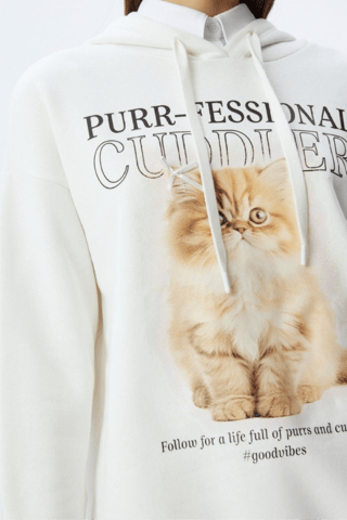 Sweat à capuche - Ecru