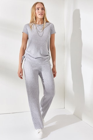 Top et pantalon palazzo - Gris clair