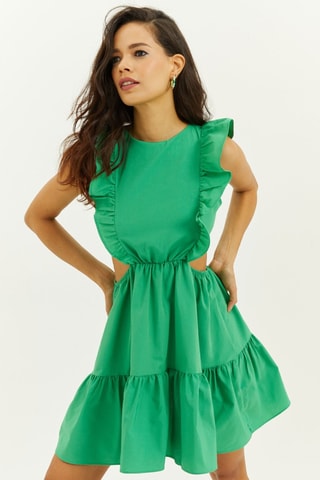 Vestido com folhos - Verde
