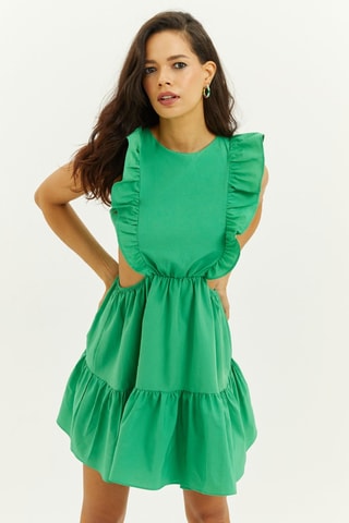 Vestido com folhos - Verde