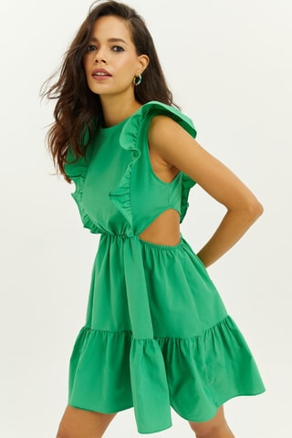 Vestido com folhos - Verde