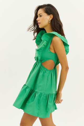 Vestido com folhos - Verde