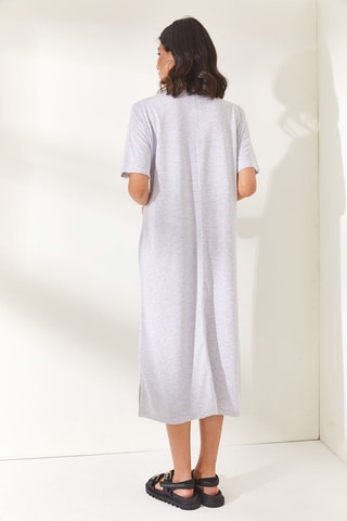 Vestido comprido - Cinzento-claro mesclado