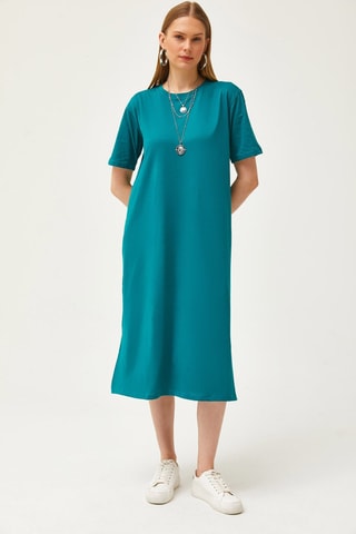 Vestido direito - Azul-pato
