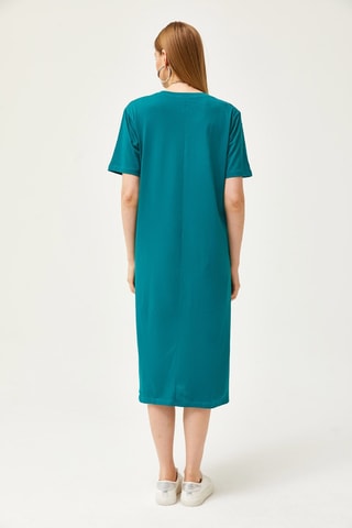 Vestido direito - Azul-pato