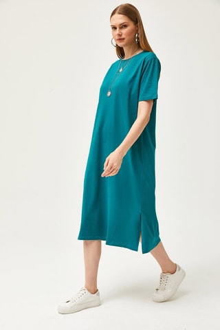 Vestido direito - Azul-pato