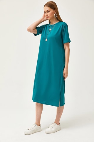 Vestido direito - Azul-pato