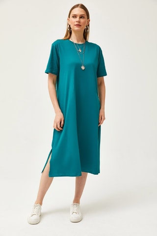 Vestido direito - Azul-pato