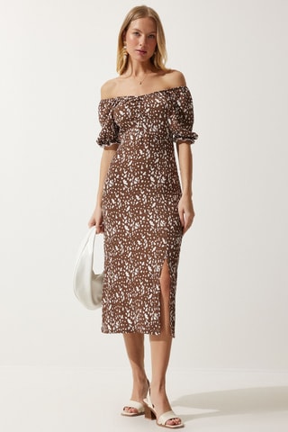 Vestido midi - Castanho