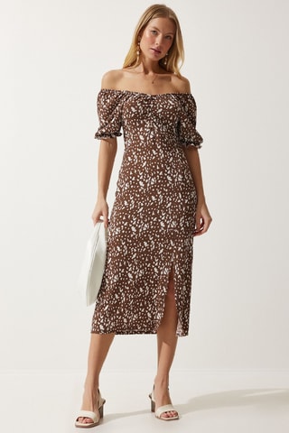 Vestido midi - Castanho