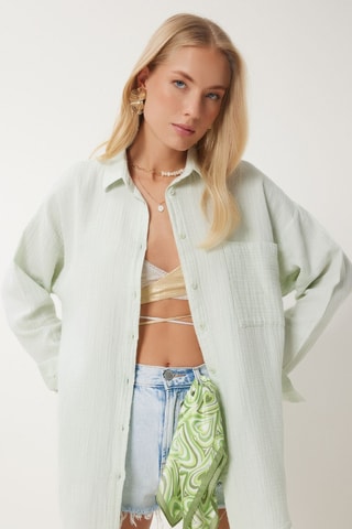 Camisa oversize - Verde-água