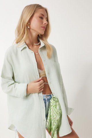Camisa oversize - Verde-água