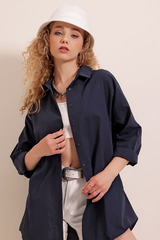 Camisa oversize - Azul-marinho