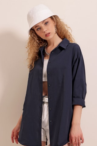 Camisa oversize - Azul-marinho