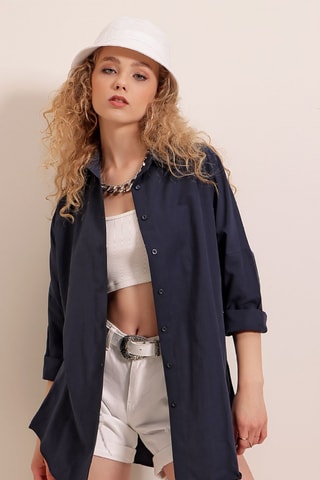 Camisa oversize - Azul-marinho