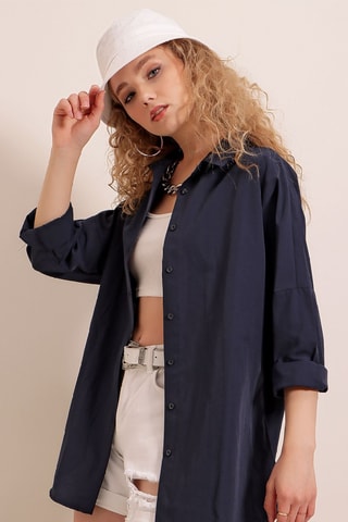 Camisa oversize - Azul-marinho