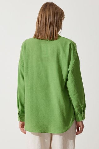 Camisa oversize em linho - Verde