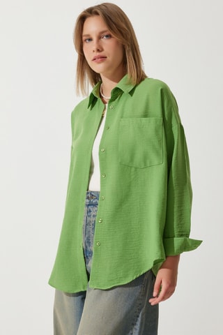 Camisa oversize em linho - Verde