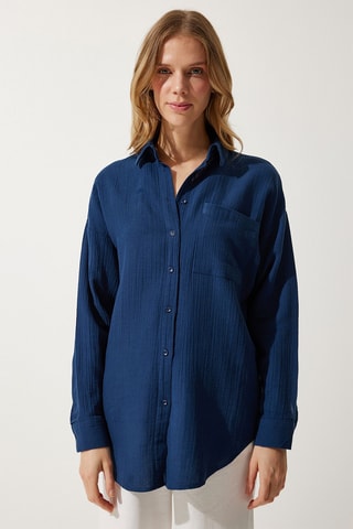 Camisa oversize - Azul-marinho