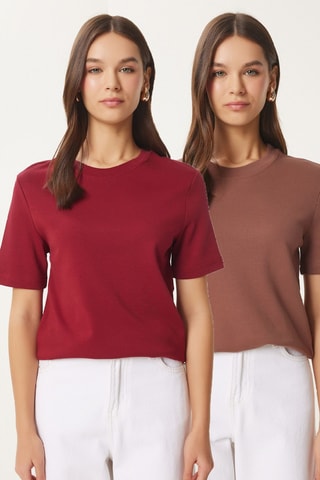 2 t-shirts - Castanho e bordô