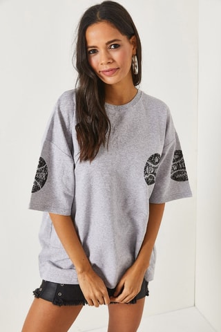 T-shirt oversize - Gris chiné