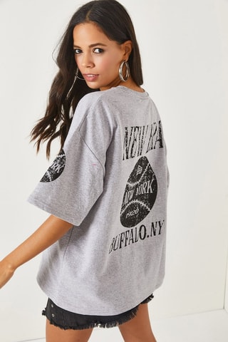 T-shirt oversize - Gris chiné
