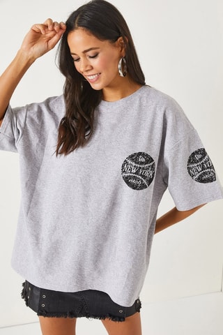 T-shirt oversize - Gris chiné