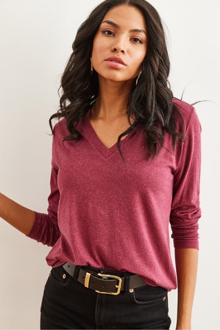 Top - Rose chiné