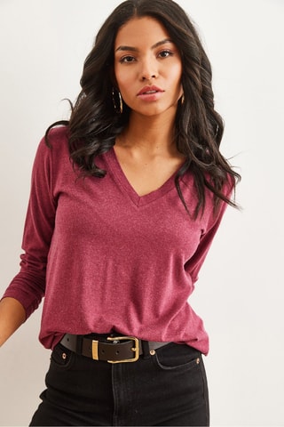Top - Rose chiné