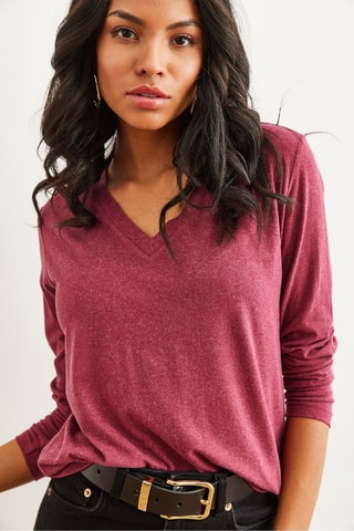 Top - Rose chiné