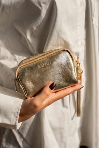 Porta-moedas em couro - Dourado