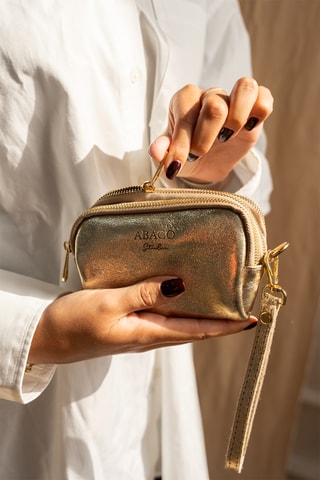 Porta-moedas em couro - Dourado
