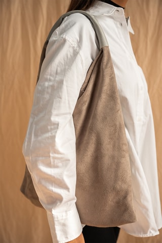 Mala shopper de couro Deni - Cinzento