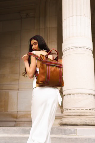Mochila de couro Gao Dollaro - Camel