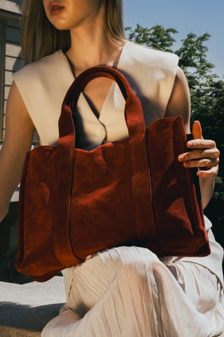 Mala shopper em nobuck Isa - Bordô