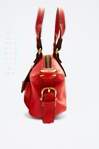 Mala de couro Mini Odelia - Vermelho e dourado