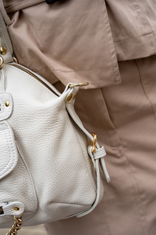 Mala de couro Mini Odelia - Branco e dourado