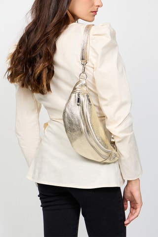Bolsa de cintura em couro Lyat - Dourado