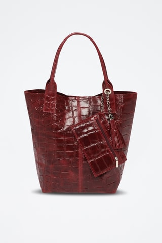 Mala shopper em couro Star - Bordô