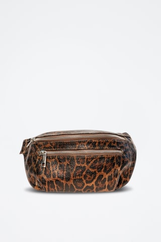 Bolsa de cintura em couro Tena - Preto e castanho