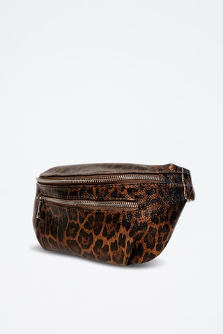 Bolsa de cintura em couro Tena - Preto e castanho