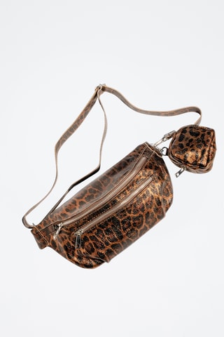 Bolsa de cintura em couro Tena - Preto e castanho