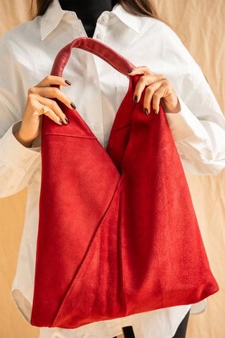 Mala shopper de couro Deni - Vermelho - Vermelho
