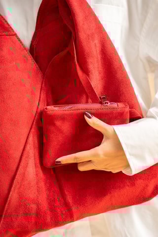Mala shopper de couro Deni - Vermelho - Vermelho